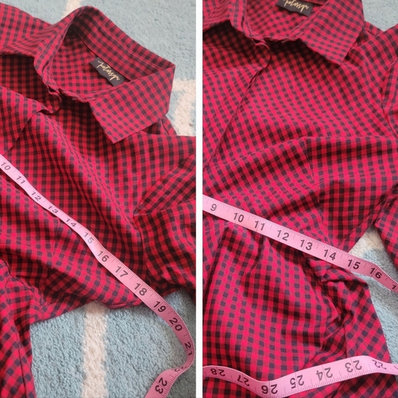 Petersyn Sutton Tartan Red‎ Plaid Cotton Asymmetric A-line Midi Dress Size Small - Picture 12 of 15